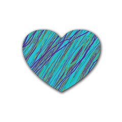 Blue Pattern Rubber Coaster (heart) 