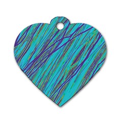 Blue Pattern Dog Tag Heart (two Sides) by Valentinaart