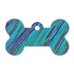 Blue Pattern Dog Tag Bone (one Side)