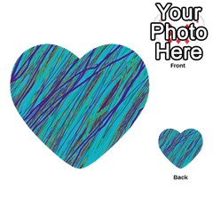 Blue Pattern Multi-purpose Cards (heart)  by Valentinaart