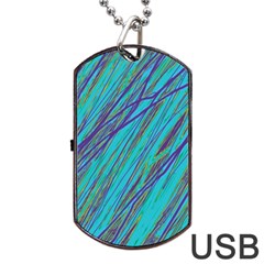 Blue Pattern Dog Tag Usb Flash (two Sides)  by Valentinaart