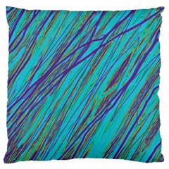 Blue Pattern Large Cushion Case (two Sides) by Valentinaart