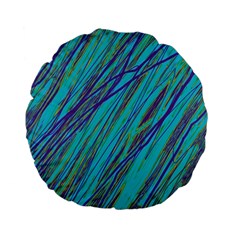 Blue Pattern Standard 15  Premium Flano Round Cushions