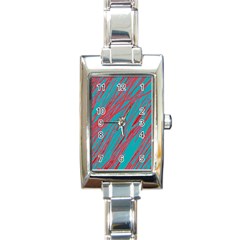 Red and blue pattern Rectangle Italian Charm Watch