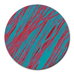 Red and blue pattern Round Mousepads