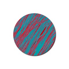 Red and blue pattern Rubber Coaster (Round) 