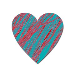 Red And Blue Pattern Heart Magnet by Valentinaart