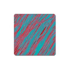 Red And Blue Pattern Square Magnet by Valentinaart