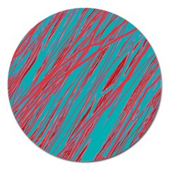 Red And Blue Pattern Magnet 5  (round) by Valentinaart