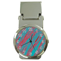 Red and blue pattern Money Clip Watches