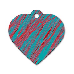 Red and blue pattern Dog Tag Heart (One Side)