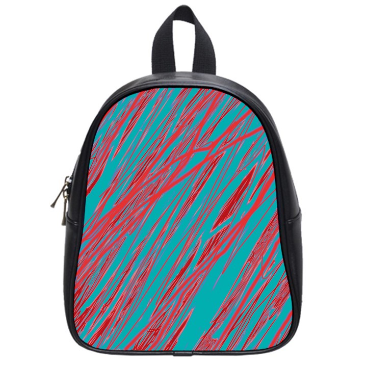 Red and blue pattern School Bags (Small) 