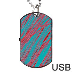 Red and blue pattern Dog Tag USB Flash (One Side)