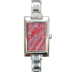 Pink And Red Decorative Pattern Rectangle Italian Charm Watch by Valentinaart