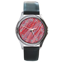 Pink And Red Decorative Pattern Round Metal Watch