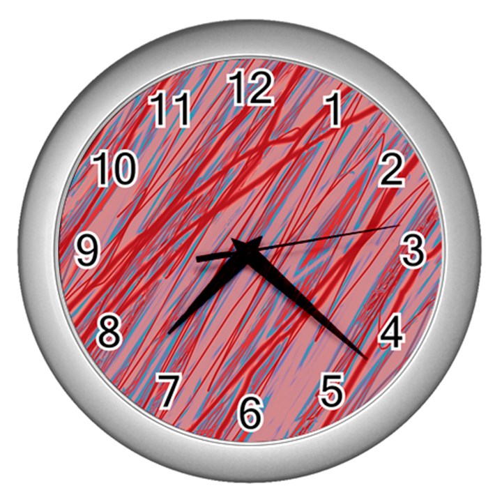 Pink and red decorative pattern Wall Clocks (Silver) 