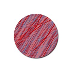 Pink And Red Decorative Pattern Rubber Coaster (round) 