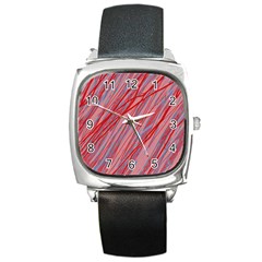 Pink And Red Decorative Pattern Square Metal Watch by Valentinaart