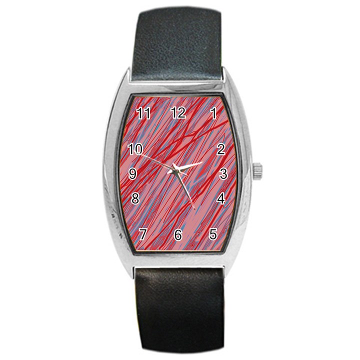 Pink and red decorative pattern Barrel Style Metal Watch