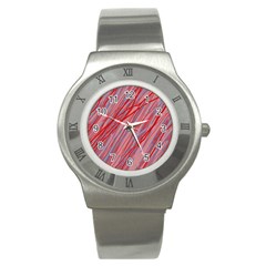 Pink And Red Decorative Pattern Stainless Steel Watch