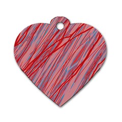 Pink And Red Decorative Pattern Dog Tag Heart (one Side)