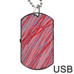 Pink And Red Decorative Pattern Dog Tag Usb Flash (two Sides) 