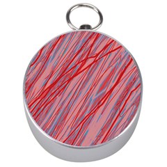 Pink And Red Decorative Pattern Silver Compasses