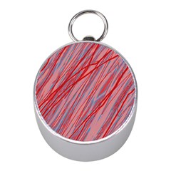 Pink And Red Decorative Pattern Mini Silver Compasses