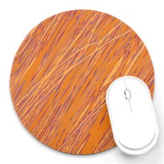 Orange Pattern Round Mousepads