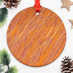 Orange Pattern Ornament (round)  by Valentinaart