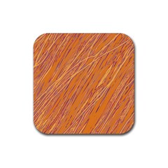 Orange Pattern Rubber Coaster (square)  by Valentinaart