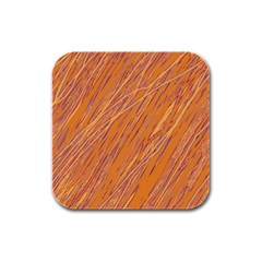 Orange Pattern Rubber Square Coaster (4 Pack) 