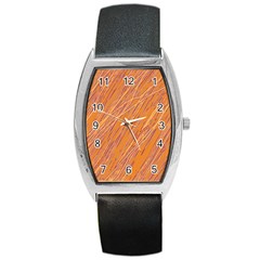 Orange Pattern Barrel Style Metal Watch