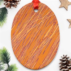 Orange Pattern Oval Ornament (two Sides)