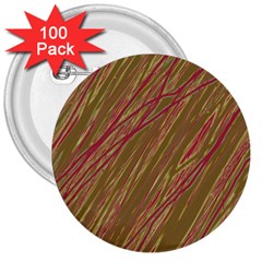 Brown Elegant Pattern 3  Buttons (100 Pack) 