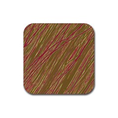 Brown Elegant Pattern Rubber Coaster (square) 