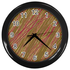 Brown Elegant Pattern Wall Clocks (black) by Valentinaart