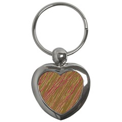 Brown Elegant Pattern Key Chains (heart)  by Valentinaart