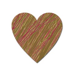 Brown Elegant Pattern Heart Magnet