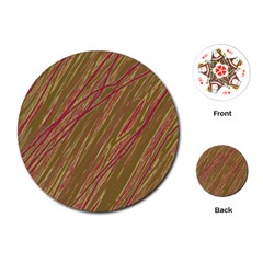 Brown Elegant Pattern Playing Cards (round) 