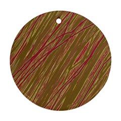 Brown Elegant Pattern Round Ornament (two Sides) 