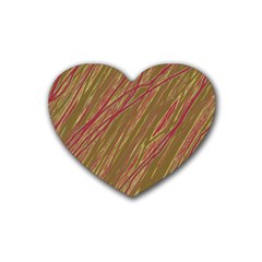 Brown Elegant Pattern Rubber Coaster (heart) 