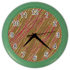 Brown Elegant Pattern Color Wall Clocks by Valentinaart