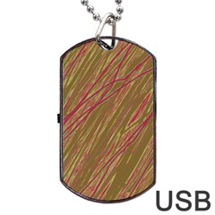 Brown Elegant Pattern Dog Tag Usb Flash (one Side) by Valentinaart