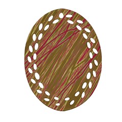 Brown Elegant Pattern Ornament (oval Filigree)  by Valentinaart