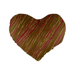 Brown Elegant Pattern Standard 16  Premium Heart Shape Cushions by Valentinaart