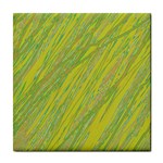 Green and yellow Van Gogh pattern Tile Coasters Front