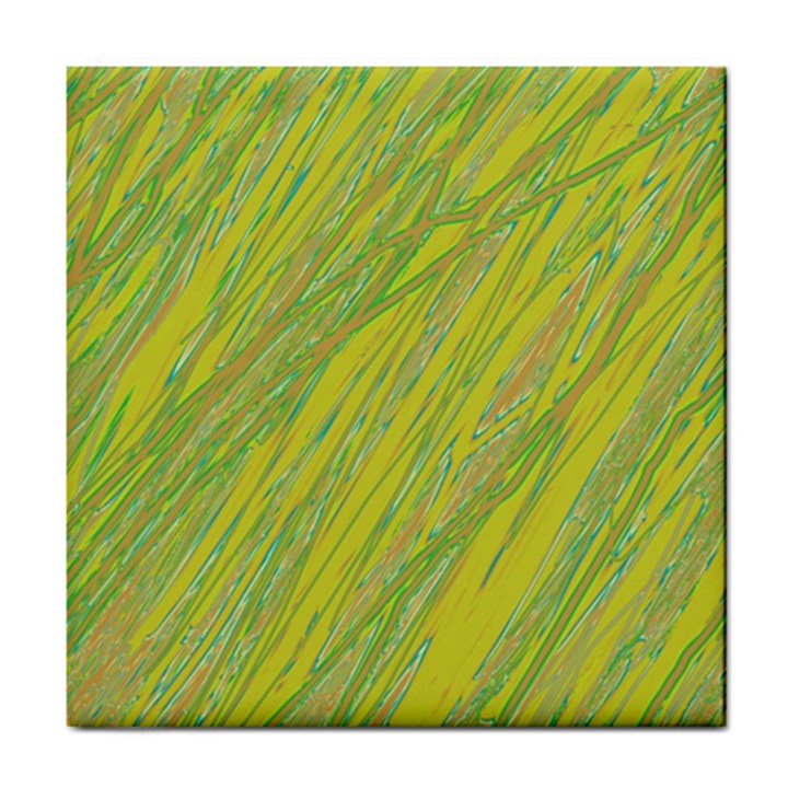 Green and yellow Van Gogh pattern Tile Coasters