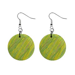 Green And Yellow Van Gogh Pattern Mini Button Earrings