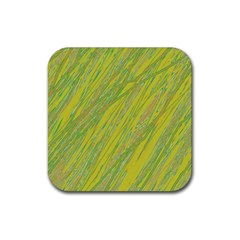 Green And Yellow Van Gogh Pattern Rubber Coaster (square)  by Valentinaart